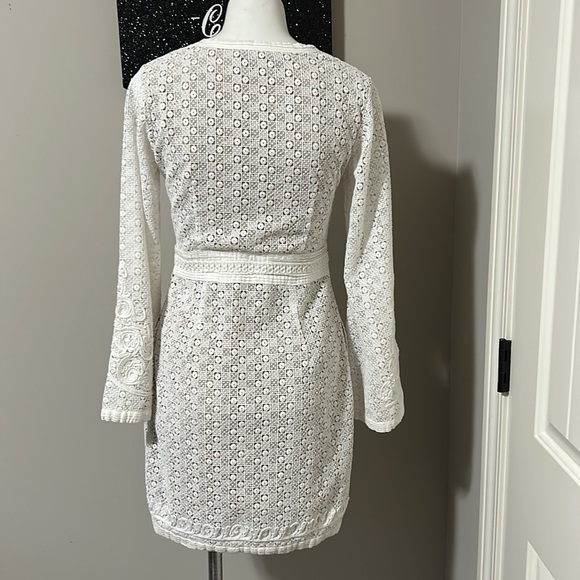 The Kooples Guipure Embroidered Mini Dress Daisy Love White Bridal Brunch Sz M - Picture 10 of 16